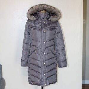 Michael Kors Brown Knee Length Faux Fur Hooded Down Puffer Coat Women’s S